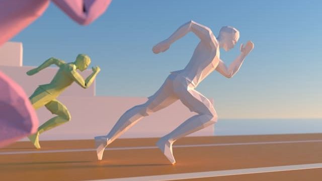 トラックを走る人の影